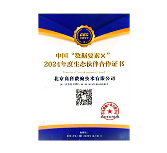 中国“数据要素×”2024年度生态伙伴合作证书